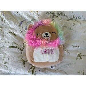 8" Leonard the Lion Squishmallow - Rainbow Mane Valentine Love Edition